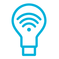 Icon of a lightbulb with wifi icon inside 