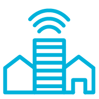 Icon of a city with a wifi signal over