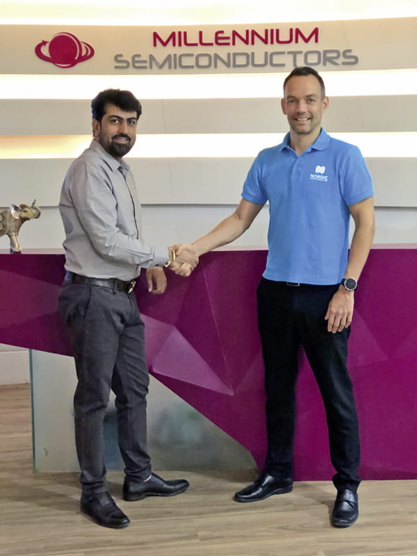 MILLENNIUM.jpg Millennium Semiconductors' Haresh Abichandani (left) and Nordic's Bjørn Åge “Bob” Brandal