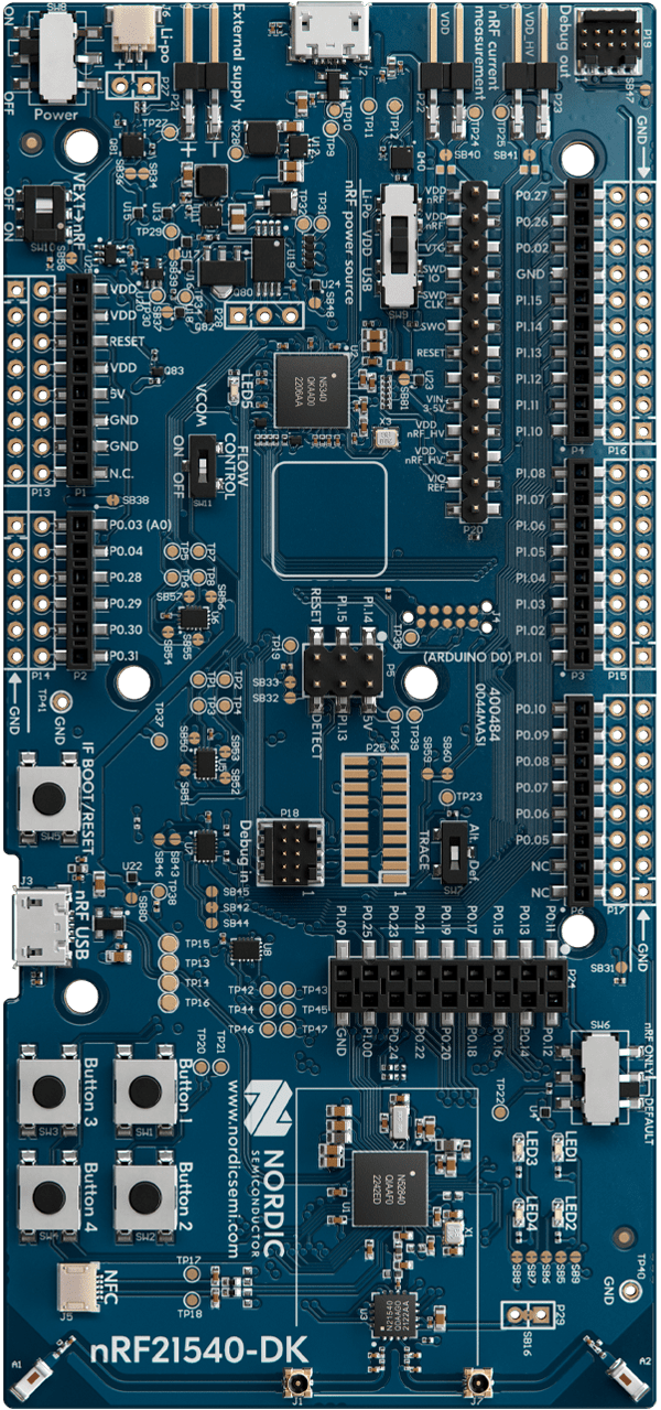 nRF21540 DK Top View Vertical Orientation